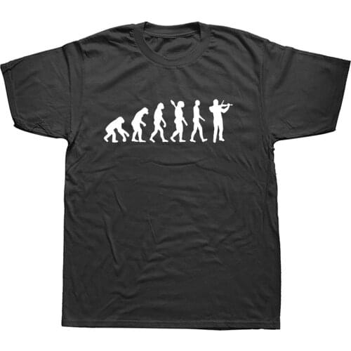 Fashion Evolution of Violin T Shirt Summer Style Men Short Sleeve Cotton Love Music T-shirt Funny Cool Violin Tshirt