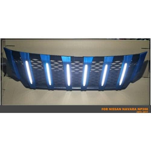 Good Quality ABS Front Middle Grill Racing Grills With LED Lights 3 Colors Available Fit For Nissan Navara NP300 2015-2017