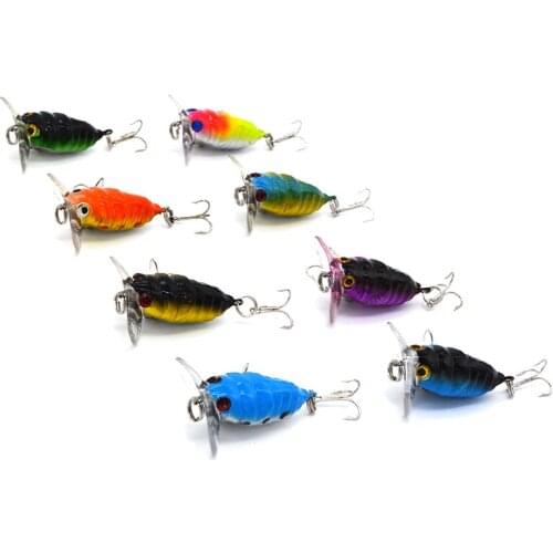 8pcs 4cm 4g Artificial Bait Carp Insect Fishing Lure Crank Set Wobbler Feeder Carp Pesca Fishing Lure Boat Supplies With 3D Eyes