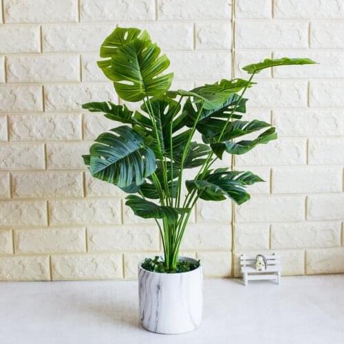 Artificial Plants Green Palm Leaves Monstera Home Garden Living Room Bedroom Balcony Decoration Tropical Plastic Fake Plant Long