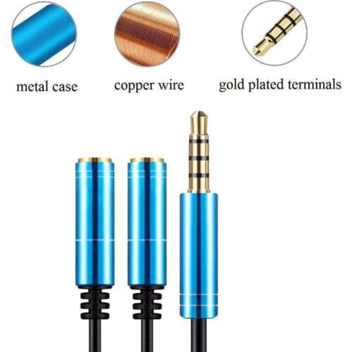 Headphone Splitter Cable 3.5mm Y Audio Jack Splitter Extension Cable 3.5mm Male to 2 Port 3.5mm Female AUX 3.5 Jack Cable