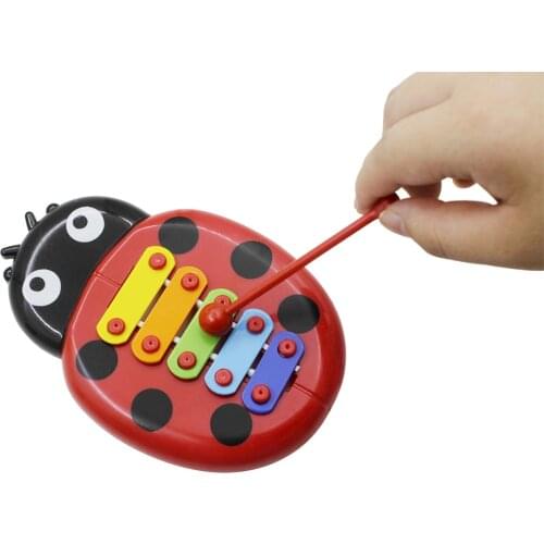 5-Tone Xylophone Baby Childrens Musical Toy Color Ladybug Aluminum Plate Piano Percussion Instrument Kids Educational Toy Gifts