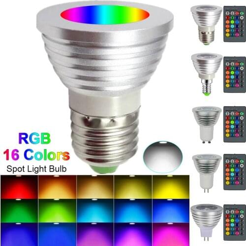 E26 E27 E14 GU10 GU5.3 MR16 LED RGB Light Bulb Dimmable 3W LED Lamp Remote Control Colorful Changing Bulb Led Lampada Decor Home