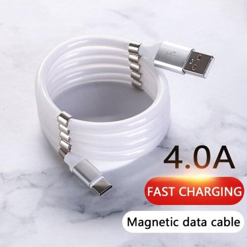 Magic Rope Magnetic Cable Micro USB Type C Portable Auto Storage Fast Charging Data Wire For iPhone 11 12 Samsung Huawei Xiaomi