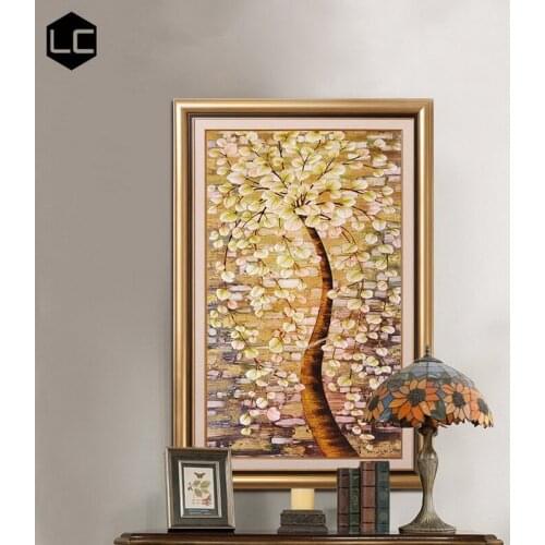 Puchu tree Continental American oil painting porch vertical wall hanging paintings living room decorative picture study murals