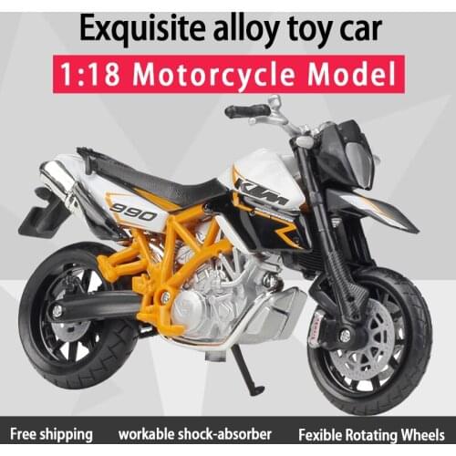 Bburago 1:18 K TM 990 Supermoto R Alloy Cross-country motorcycle Model diavel bike Toy For Children Gifts kids for collection