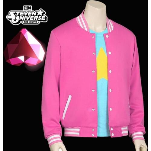 Steven Universe Quartz Cosplay Men Baseball Uniform Women Pink Jacket Coat T-Shirt Tee Top T Shirt Halloween Christmas Costume