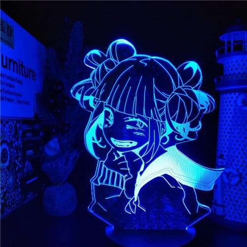 MY HERO ACADEMIA Himiko Toga Figure 3D Light Anime LED Night Lamp Kids Bedroom Decoration Light Bedside Table 3D Lamp Xams Gift