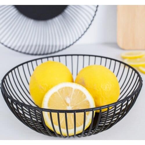 Nordic Creative Minimalist Fruit Basket Living Room Creative Fruit Drain Basket Home Iron Fruit Vegetable Bowl Storage Basket