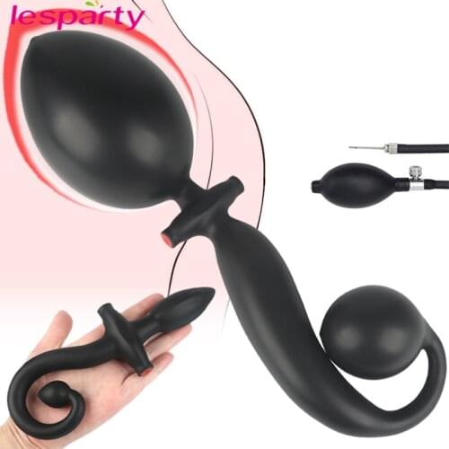 Super Long Anal Plug Inflatable Huge Butt Plug Vagina Anus Expansion Prostate Massage Ass Dilator Anal Sex Toys For Men Women
