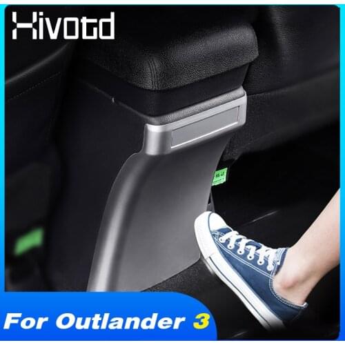 Hivotd Armrest Rear Outlet Cover Frame Interior Decoration Chrome Styling Car Accessories For Mitsubishi Outlander 3 2016-2021