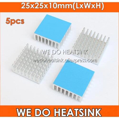 WE DO HEATSINK 5pcs DIY 25x25x10mm Cooling Radiator Aluminum Heatsink for South / North Bridge Chipset With Thermal Tapes
