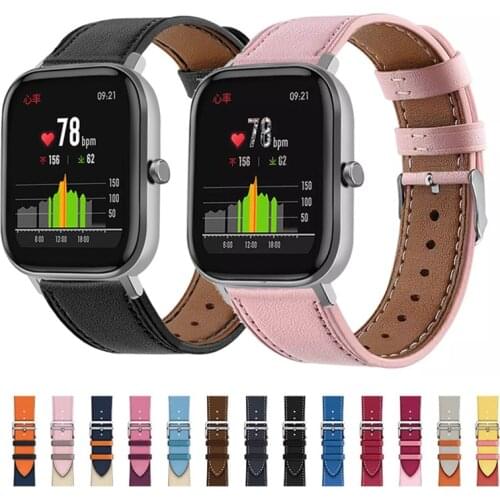 20mm Leather Band For Xiaomi Huami Amazfit Bip S U Lite Pop Bracelet Wrist Strap Correa For GTS GTS 2 2e Mini GTR 42 Watch