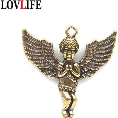 Retro Brass Cupid Angel Pendants Keychain For Men Women Hip Hop Gothic Style Keyrings Hangings Gifts Jewelry Metal Car Key Chain