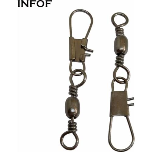 INFOF 200pcs/lot Fishing Swivels Barrel Swivels with Interlock Snap Bass Fishing Tackle Sea Carp Fishing Fish Connector Pesca