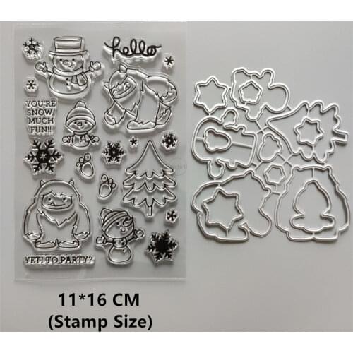 2021 New Snowman Snowflake Clear Stamps and Metal Cutting Dies DIY Scrapbooking Embossing Album Seal Template Punch Stencils