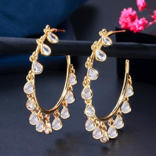 ThreeGraces New Trendy Cubic Zirconia Crystal Gold Color Small Hoop Earrings for Women 2021 Fashion Korean Style Jewelry ER697