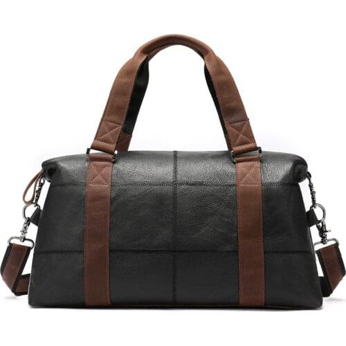 Big Capacity Genuine Leather Travel Bag Men Women Black Real Cow Leather Casual Travel Duffel Large Luggage Weekend Shoulder Bag