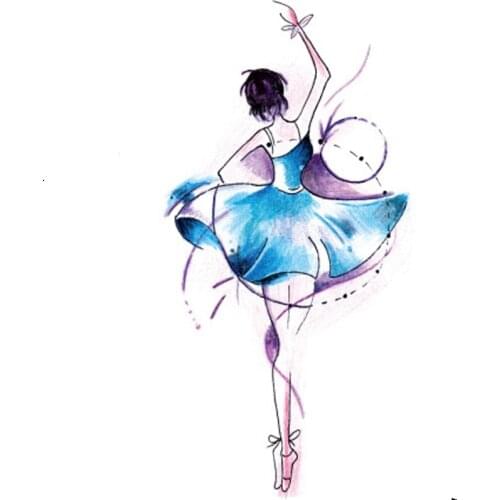 Waterproof Temporary Tattoo sticker blue Ballerina dancing girl tattoo Water Transfer fake flash tattoo 10.5*6 cm for woman