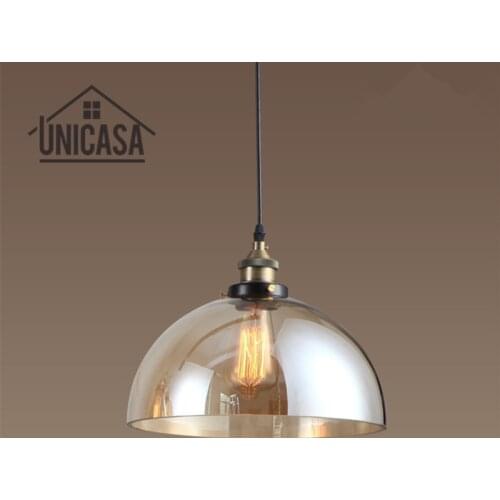 Amber Glass Shade Pendant Lights Antique Large Lighting Fixtures Kitchen Island Home Mini LED Bulbs Vintage Pendant Ceiling Lamp