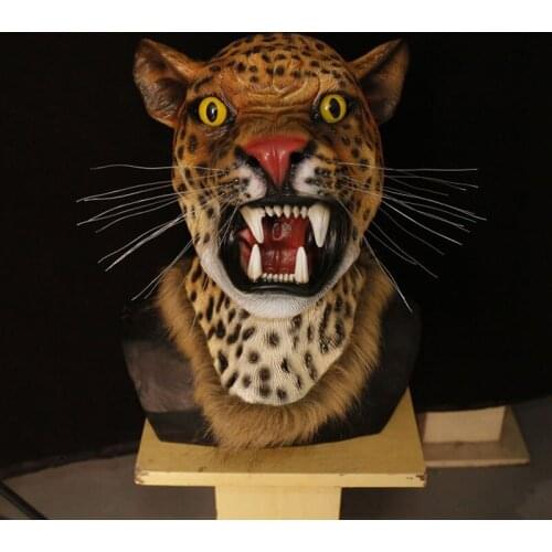 Animal Halloween Mask Cheetah Head Mask Anonymous Mask Cosplay Headwear Props Halloween Party Masquerade Supplies