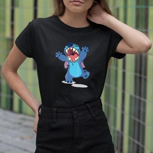 Women T-shirts Summer New Products Fashion Casual Disney Dropship Cartoon Pattern Lilo & Stitch Printing T Shirts Female Comfort