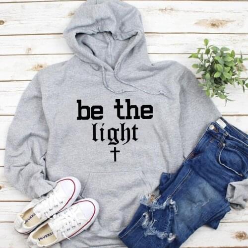 Be The Light Cross Hoodies Scripture Women Christian Church Sweatshirts Unisex Inspiring Short Sleeve Religious Jesus Pullovers