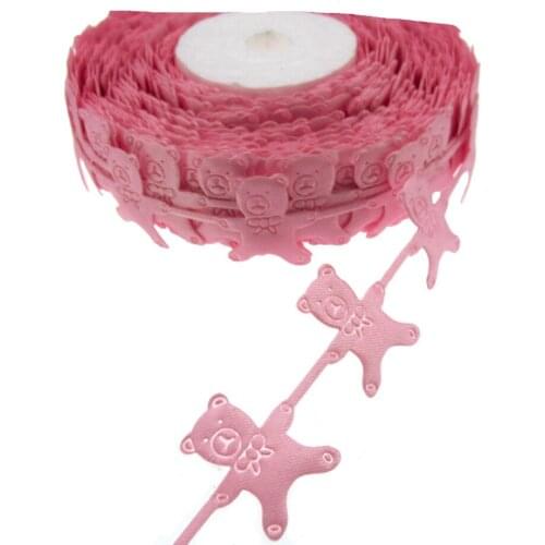 1 Roll 20yard 3/4" Pink Printed Connect Bear Ribbon Baby Ribbon Bow Satin Bear Craft Applique Decorations