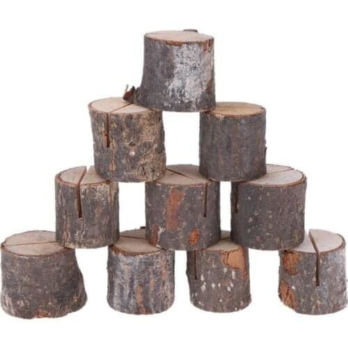 10Pcs/lot Wooden Stump Card Holder Wedding Party Decoration Place Card Holder Stand Number Office Desk Wood Menu Photo Clips