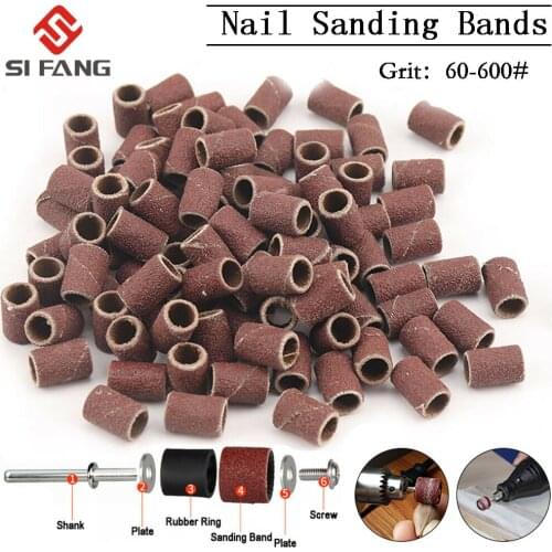 102pcs Sanding Drum With 2.35mm & 3.17mm Sanding Mandrels Sanding Bands For Nail Dremel Accessories 60-600