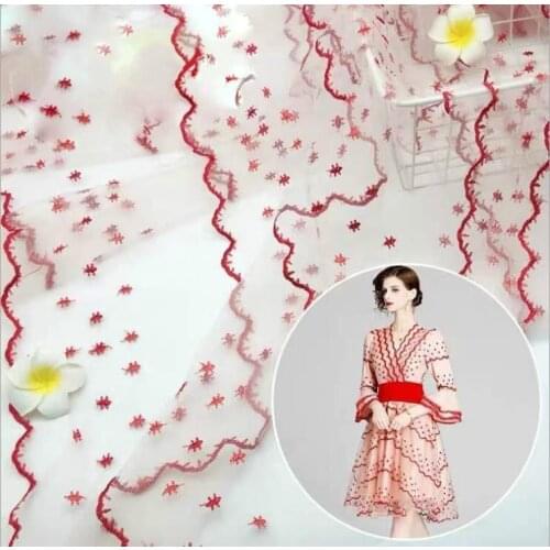 130CM Wide Eugen Yarn Embroidery Lace Mesh Yarn Fabric DIY Clothing Skirt Clothing Fabric Home Tablecloth Decoration