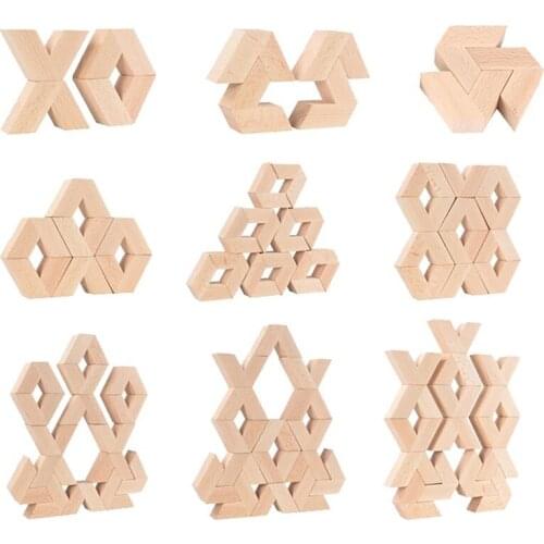 16pcs V Shape Natural Large Wooden 3D Building Blocks Toys Baby Unpaint Wooden Montessori Educational Stacking Blocks Toy Child