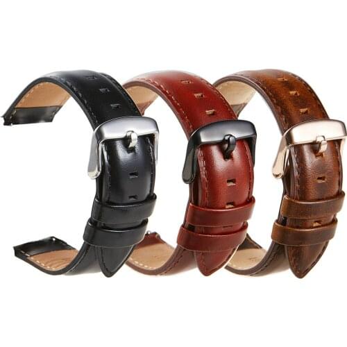 18/20/22mm Genuine Leather DW Strap Top Layer Quick Release Smart Watch Band Women Men Strap for Tissot Seiko Watch Band