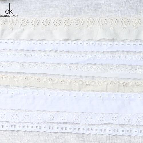 2 yards 1.8-6.3cm high quality lace jewelry white cotton embroidery hollow pure cotton lace DIY garment wholesale