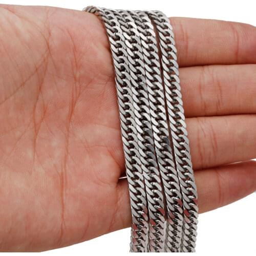 In bulk Lot 5pcs 18inch-32 inch choose High Quality 4mm wide Curb Chain Necklace Stainless Steel Necklace chain jewelry