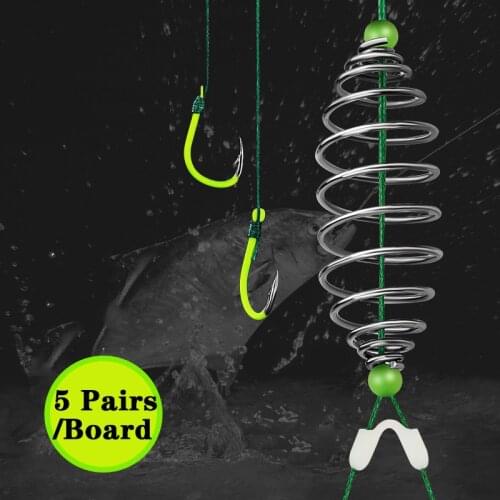 5 PCS Double Hook Carbon Steel Fishing Line Hooks Barbed with PE Line Carp Fishing Tackle Anti-winding Lake Fishing Accessories