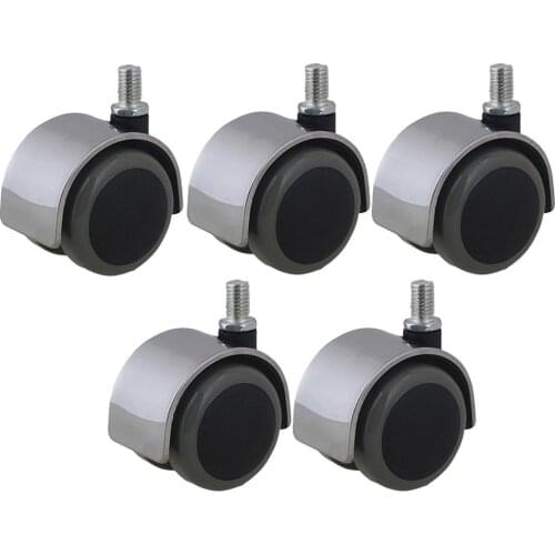 5pcs Stainless Steel PU Office Chair Swivel Casters Furniture Wheels Screw Thread Stem Replacement for Sofa Bed Goods Shelf