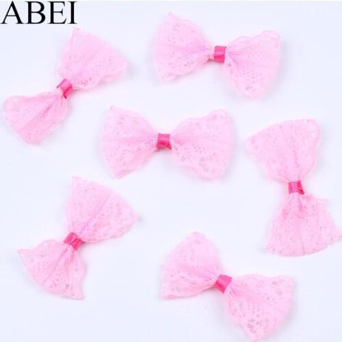 50pcs Girls Dress Sewing Bow Lace Fabric Accessories DIY Handmade Garments Bow Ties Gift Package Wedding Scrapbook Decoration