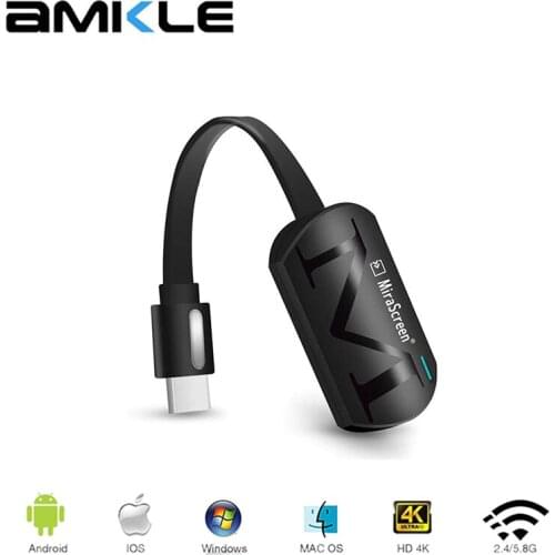 AMKLE Mirascreen 4K Wireless HDMI-compatible Dongle TV stick Miracast Airplay Receiver Wifi Dongle mirror Screen streamer cast