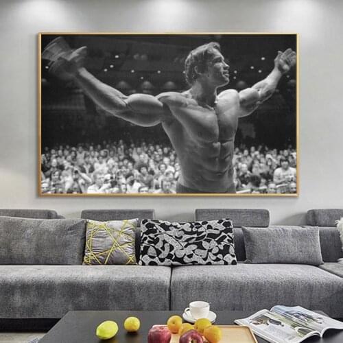 Arnold Schwarzenegger Bodybuilding Motivational Art Canvas Poster Print Fitness Inspirational Picture for Room Wall Decor