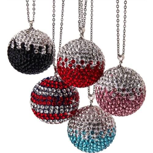 Car Rearview Mirror Suspension Crystal Ball Pendant Decoration Gifts Car Pendant Rhinestone Spherical Car Accessories for Girls