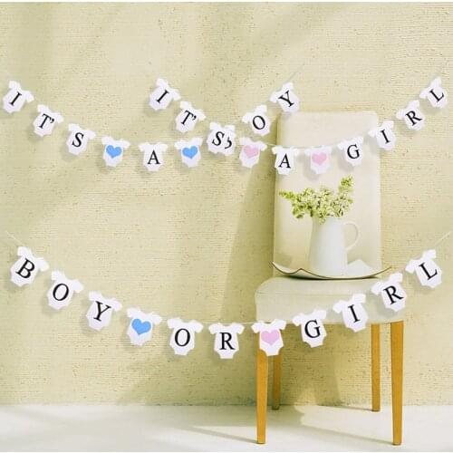 Boy Girl Baby Shower Banner Its A Girl Boy Bunting Garland Rustic Chic Party Hanging Decoration Gender Reveal Paper Photo Props