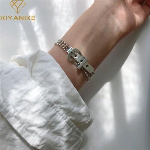 XIYANIKE 925 Sterling Silver Belt Buckle Multi-layer Round Bead Bracelet For Women Custom Fashion Jewelry Bracelet