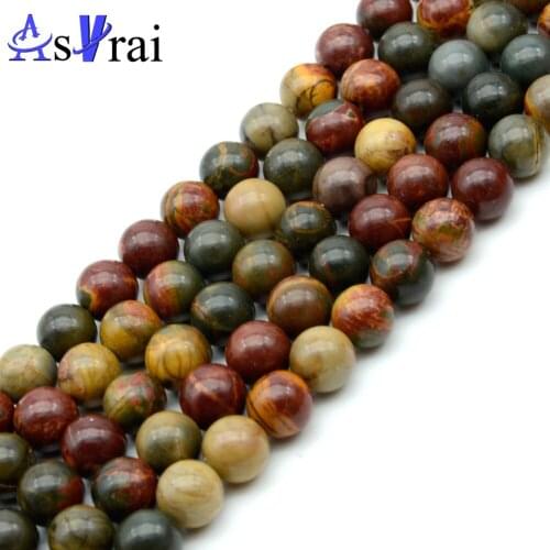 Natural Picasso Jaspers Stone Beads For Jewelry Making 4 6 8 10 12mm Round Loose Spacer Beads DIY Bracelet Necklace Accessories
