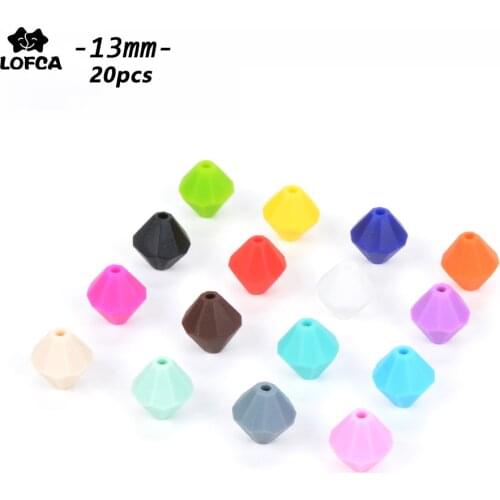 LOFCA Beads 20pcs Diamond Silicone Teething Rhombus Teether Food Grade DIY Jewelry Pendant Necklace Silicone Loose Beads