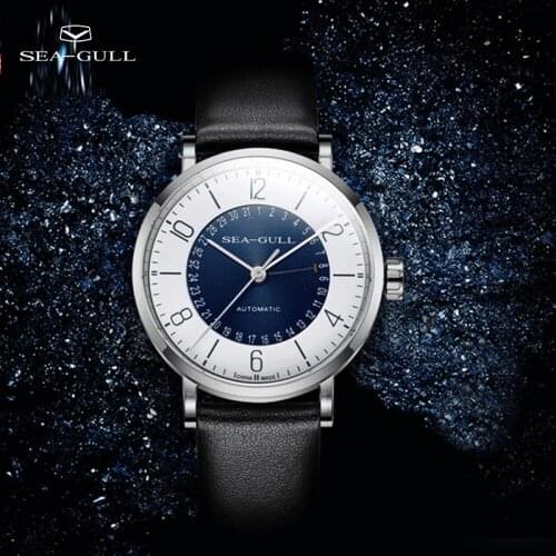 Seagull mens watch automatic mechanical watch simple personality business watch belt waterproof ladies watch 819.97.6052