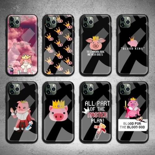Top Game Technoblade Blood God Phone Case Tempered Glass For iPhone 12 11 Pro Max Mini XR XS MAX 8 X 7 6S 6 Plus SE 2020 cover