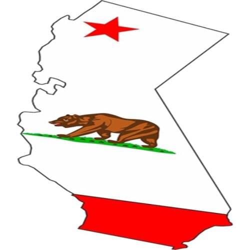 HotMeiNi 3.8cm x 10cm STICKER CALIFORNIA SILHOUETTE STATE USA MAP FLAG Waterproof JDM bump car sticker