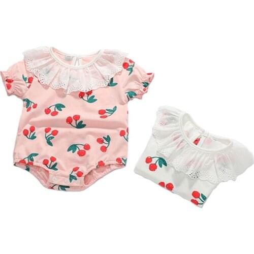 0-3Yrs Newborn Baby 2020 Summer Romper Boys Girls Baby Clothes Cherry Print Cotton Baby Rompers Infant Baby Girls Jumpsuit