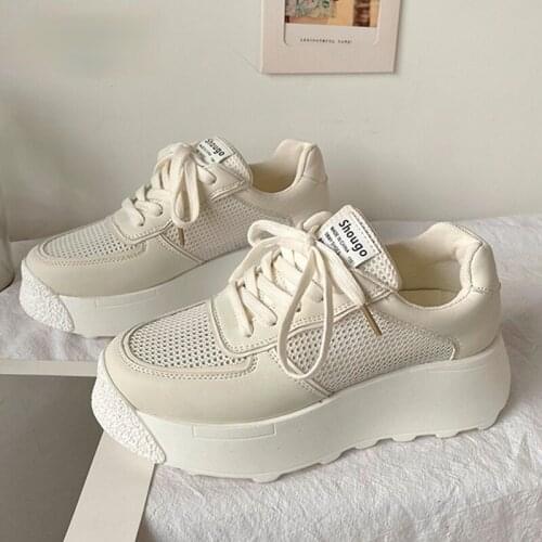 Women Sneakers 2021 Spring Summer Mesh Breathable Casual Walking Vulcanized Shoes Woman Fashion Designer Flat Platform Sneakers